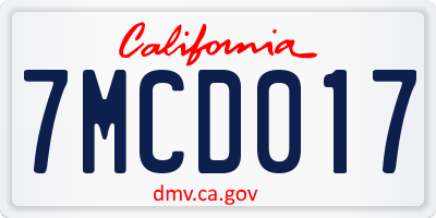 CA license plate 7MCD017