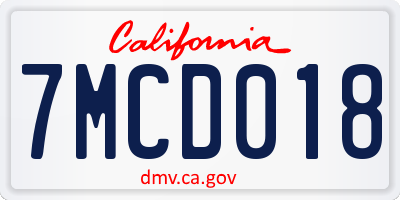 CA license plate 7MCD018