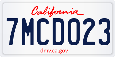 CA license plate 7MCD023