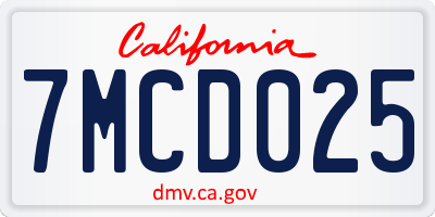 CA license plate 7MCD025