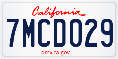 CA license plate 7MCD029