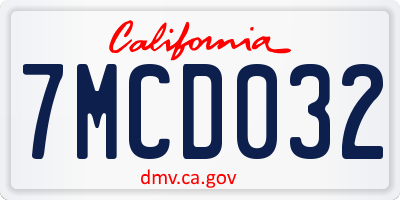 CA license plate 7MCD032