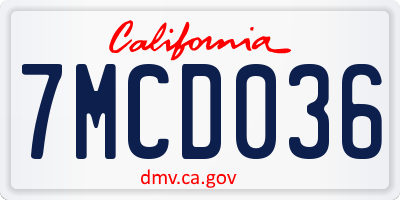 CA license plate 7MCD036
