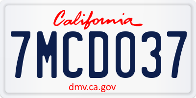 CA license plate 7MCD037