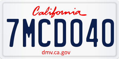 CA license plate 7MCD040
