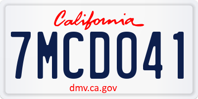 CA license plate 7MCD041