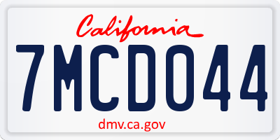 CA license plate 7MCD044