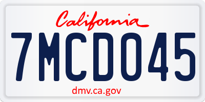 CA license plate 7MCD045
