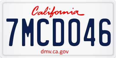 CA license plate 7MCD046