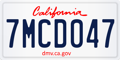 CA license plate 7MCD047