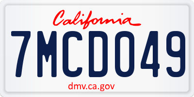 CA license plate 7MCD049