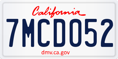 CA license plate 7MCD052