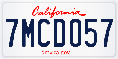 CA license plate 7MCD057