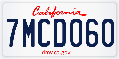 CA license plate 7MCD060