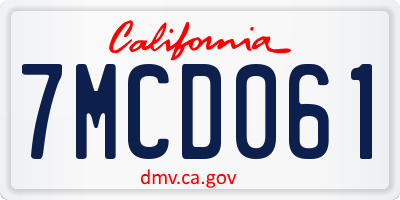 CA license plate 7MCD061