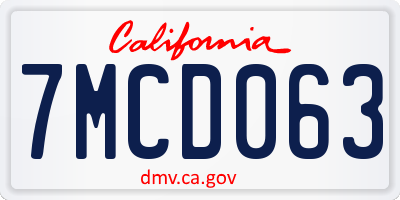 CA license plate 7MCD063