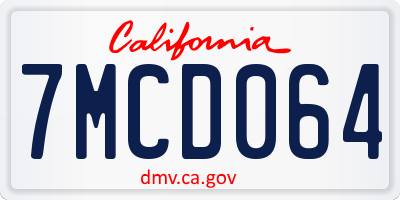 CA license plate 7MCD064