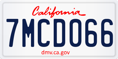 CA license plate 7MCD066