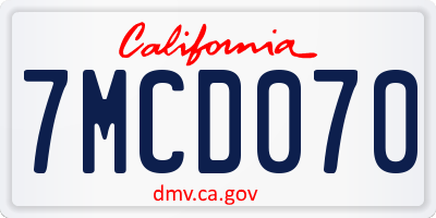 CA license plate 7MCD070