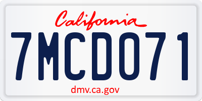 CA license plate 7MCD071