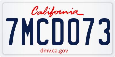 CA license plate 7MCD073