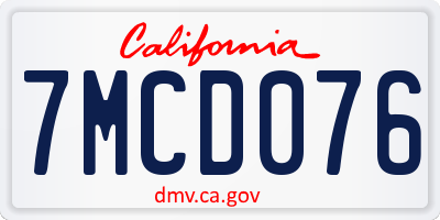CA license plate 7MCD076