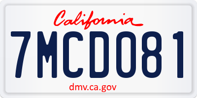 CA license plate 7MCD081