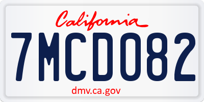 CA license plate 7MCD082