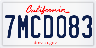 CA license plate 7MCD083