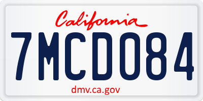 CA license plate 7MCD084