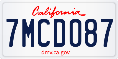 CA license plate 7MCD087