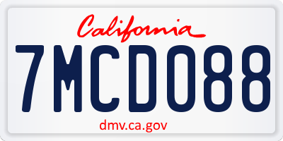 CA license plate 7MCD088