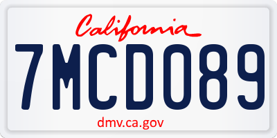 CA license plate 7MCD089
