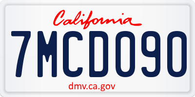 CA license plate 7MCD090