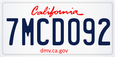 CA license plate 7MCD092