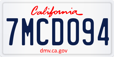 CA license plate 7MCD094