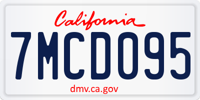 CA license plate 7MCD095