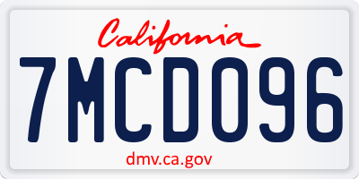 CA license plate 7MCD096