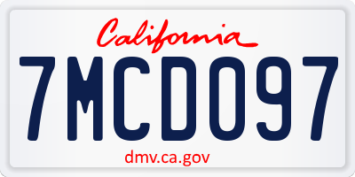 CA license plate 7MCD097