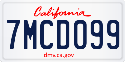 CA license plate 7MCD099