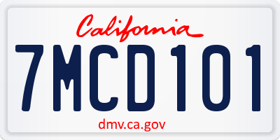 CA license plate 7MCD101