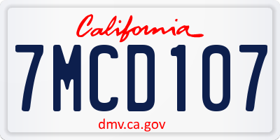 CA license plate 7MCD107