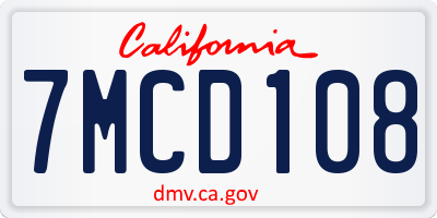 CA license plate 7MCD108