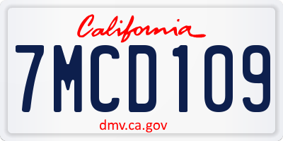 CA license plate 7MCD109