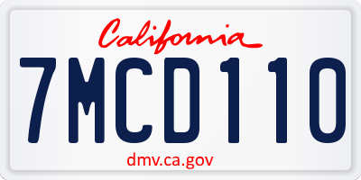 CA license plate 7MCD110
