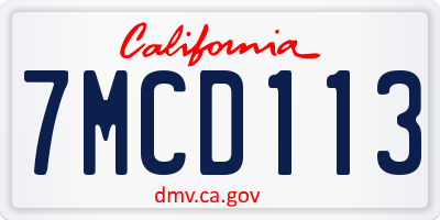 CA license plate 7MCD113