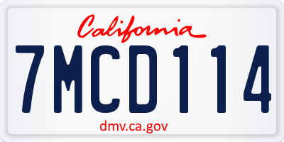 CA license plate 7MCD114