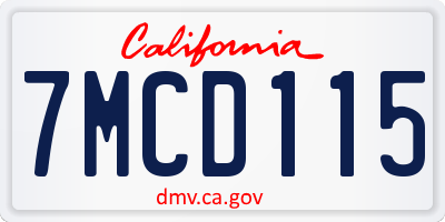 CA license plate 7MCD115