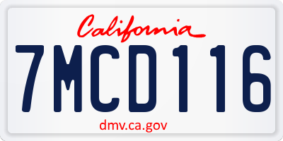 CA license plate 7MCD116