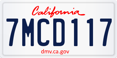 CA license plate 7MCD117